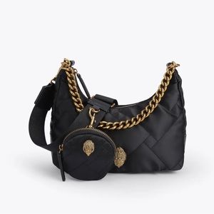 Kurt Geiger versatile crossbody bag in black satin.